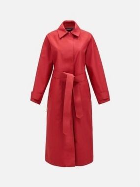 Peak Performance Red Trench Coat with Tie Belt, Size Medium